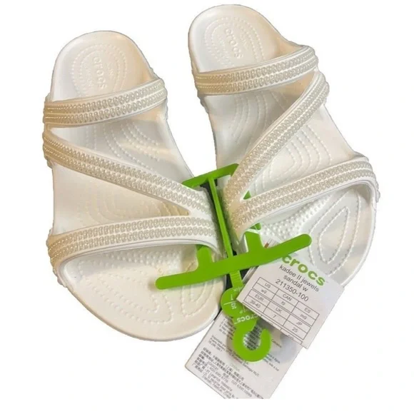 Crocs Kadee II Jewels Strappy Diamante White Sandals Women's Size 9 New - Picture 3 of 7